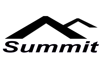 Black logo with text that says "Summit" below a very simple representation of two mountains.