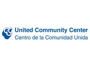 Logo in royal blue that shows the letters "CCU" on the left side, followed by the words "United Community Center" on the top line and the words "Centro de la Comunidad Unida" underneath.
